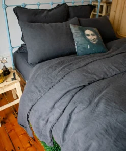 Scout House Textiles Scout Portuguese Linen Sheet Set- Queen - Charcoal 7 Scout House Textiles Scout Portuguese Linen Sheet Set- Queen - Charcoal