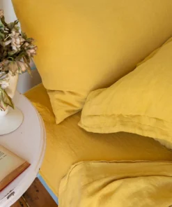 Scout House Scout Portuguese Linen Sheet Set- Queen - Mustard Textiles