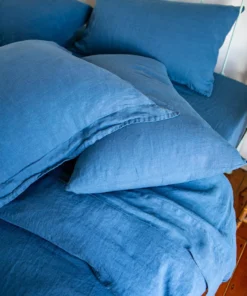 Scout House Textiles Scout Portuguese Linen Quilt Cover Set- King - Scout Blue