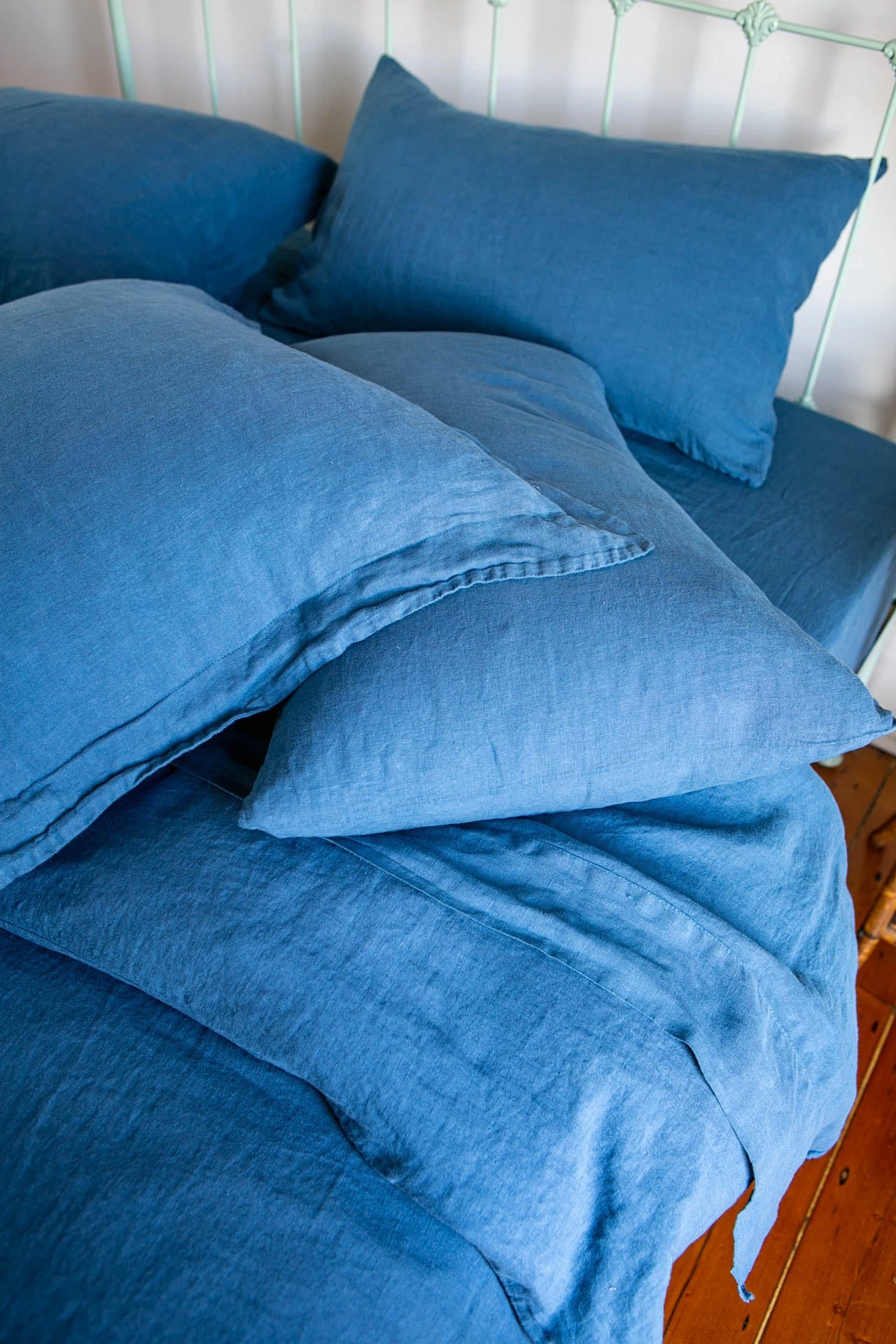 Scout House Textiles Scout Portuguese Linen Quilt Cover Set- King - Scout Blue 4 Scout House Textiles Scout Portuguese Linen Quilt Cover Set- King - Scout Blue