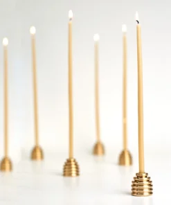 Scout Queen B - Solid Brass Reversible Beehive Candle Holder