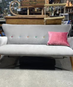 Scout House Vintage French Modular Lounge - Silver Grey With Coloured Buttons Furniture