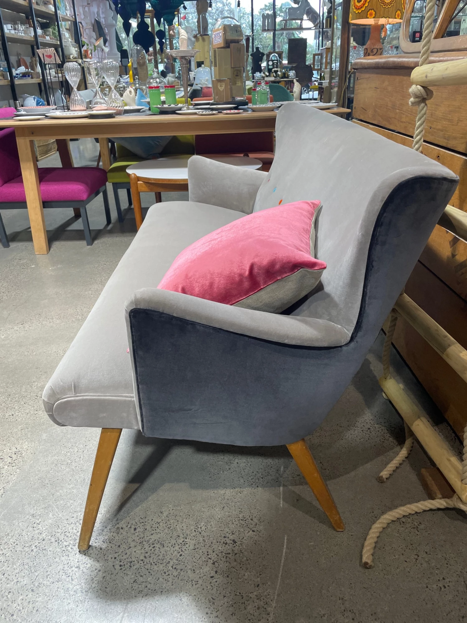 Scout House Vintage French Modular Lounge - Silver Grey With Coloured Buttons Furniture 5 Scout House Vintage French Modular Lounge - Silver Grey With Coloured Buttons Furniture