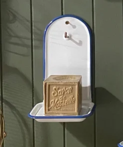 Scout Homewares Classic Crescent Top Enamel Soap Dish With Brass Hook