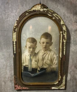 Scout House Gifts Original Victorian Era Convex Glass Framed Hand Coloured Glass Photo