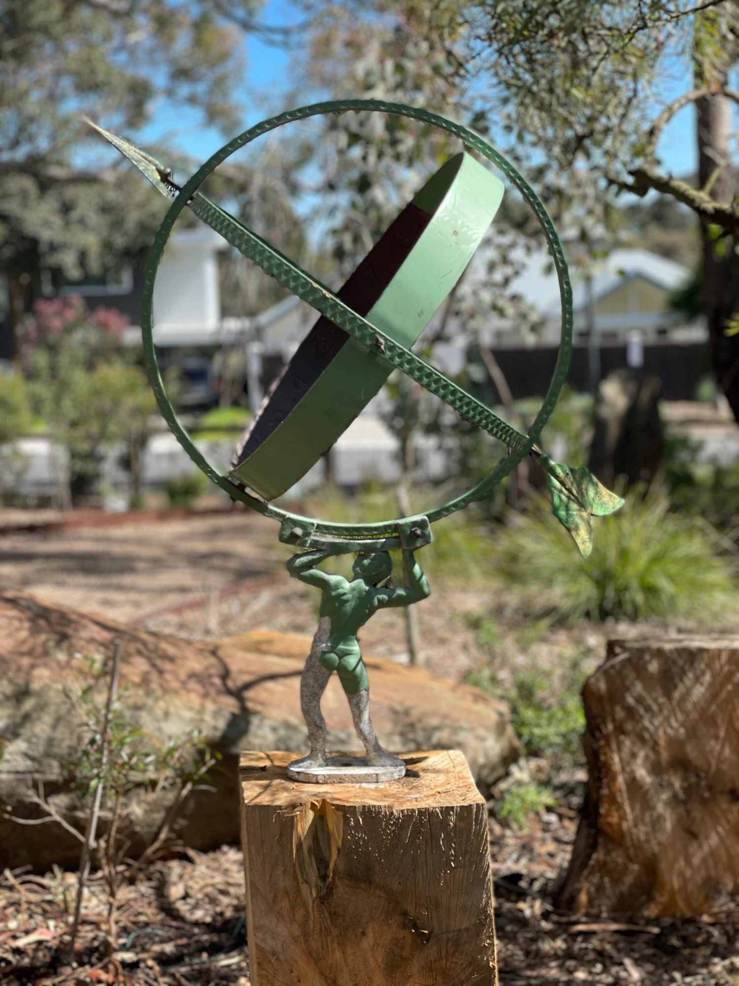 Scout House Vintage Danish Armillary Sphere Sculpture/ Sun Dial Green- Mint Condition