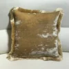 Scout House Silk Velvet Fringed Cushion In Taupe With Gold Trim- 40cm Square 1 Scout House Silk Velvet Fringed Cushion In Taupe With Gold Trim- 40cm Square