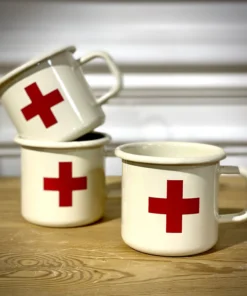 Scout House SCOUT Enamel Mug 350mls - Cream With Red Cross Homewares