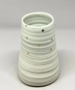 Bridget Bodenham - Small Cylindrical Vase - White And Gold Dots