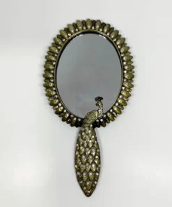 Scout House Timeless Aged Handheld Peacock Mirror. Gifts