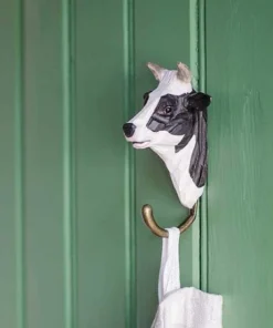 Scout House Gifts Hand Carved Wooden Wall Hook - Black And White Cow