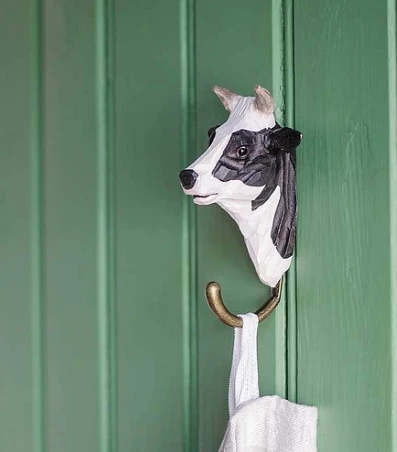 Scout House Gifts Hand Carved Wooden Wall Hook - Black And White Cow 4 Scout House Gifts Hand Carved Wooden Wall Hook - Black And White Cow