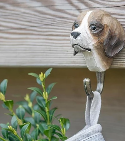 Scout House Hand Carved Wooden Wall Hook - Dog 4 Scout House Hand Carved Wooden Wall Hook - Dog