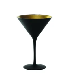 Scout Gifts Martini Glass- European Made- Lausitz- Black And Gold Set Of Six