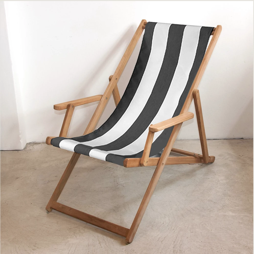 Scout Deck Chair In Charcoal Block Stripe With Arms 3 Scout Deck Chair In Charcoal Block Stripe With Arms