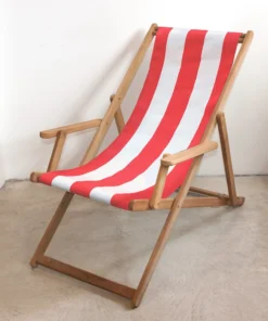 Scout Furniture Deck Chair In Red Block Stripe With Arms