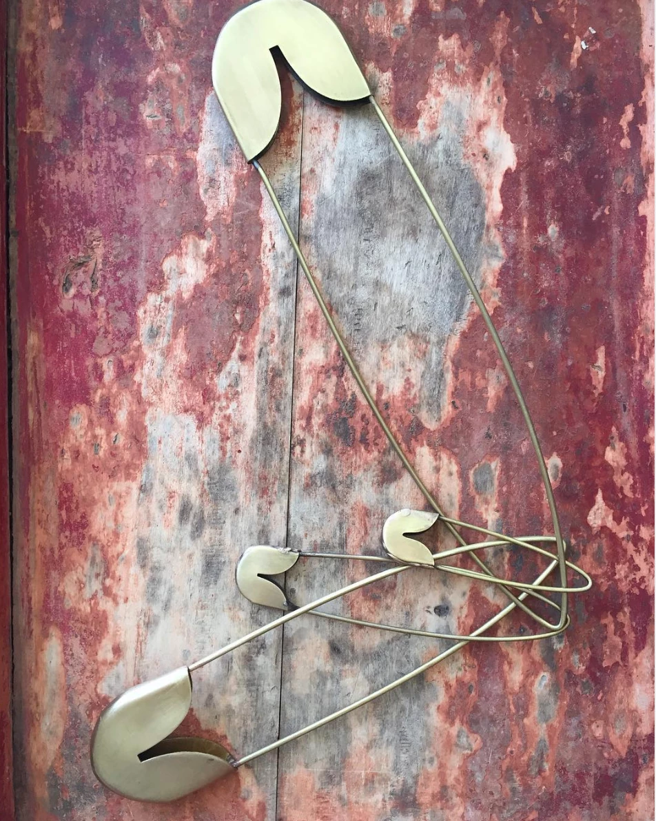 Scout House Extra Large Brass Safety Pin By Fog Linen Work Japan Homewares 3 Scout House Extra Large Brass Safety Pin By Fog Linen Work Japan Homewares