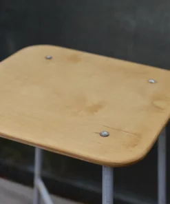 Scout House Vintage Ukraine Army Stool With Renewed Plywood Top