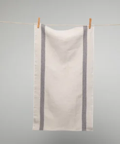 French 100% Linen Natural With Black Check Tea Towel By Charvet Editions Gifts