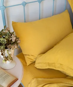 Scout House Textiles Scout Portuguese Linen Sheet Set- King - Mustard