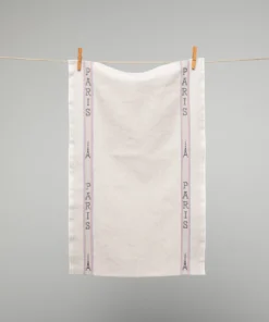 French 100% Linen Natural With Paris Text Tea Towel By Charvet Editions Homewares