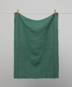 French 100% Linen 'Pays' Tea Towel Forest With Black Stripes By Charvet Editions