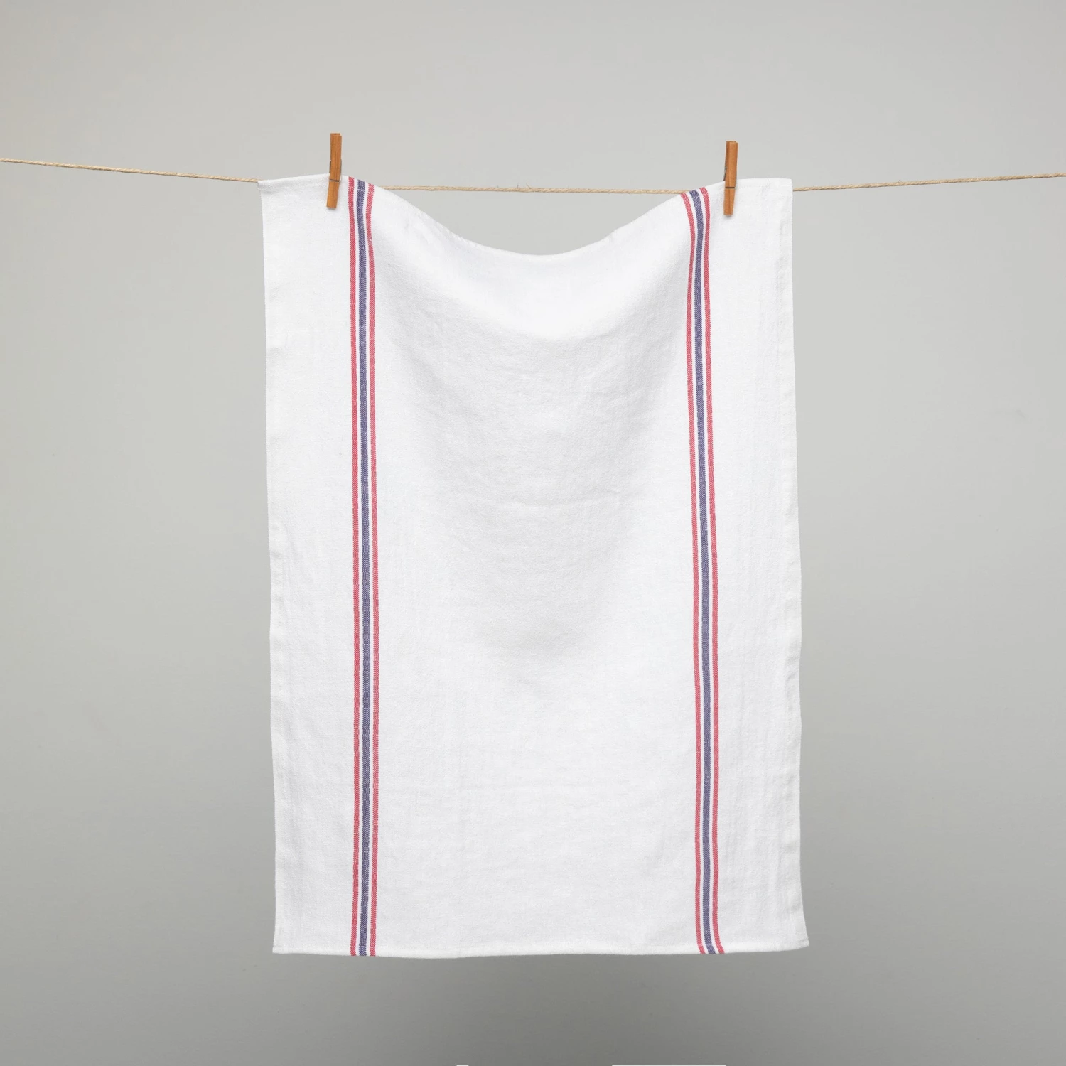 French 100% Linen White With Red & Blue Stripes Tea Towel By Charvet Editions 3 French 100% Linen White With Red & Blue Stripes Tea Towel By Charvet Editions