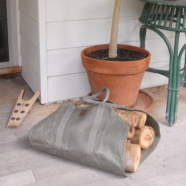 Scout Homewares Waxed Canvas Log Carrier 4 Scout Homewares Waxed Canvas Log Carrier