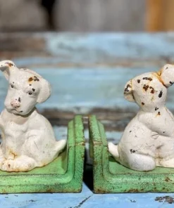 Scout House White Puppy Bookends