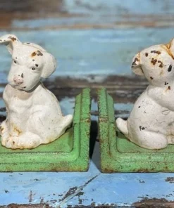 Scout House White Puppy Bookends